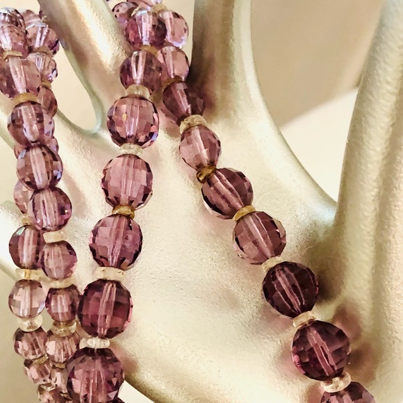 Vintage Art Deco Amethyst Czech Glass Bead Necklace 💜 - Picture 13 of 17